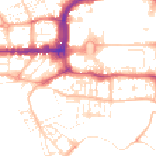 Daytime road noise heatmap for PL1 3AB