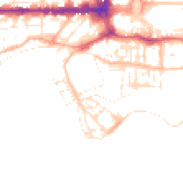 Daytime road noise heatmap for PL1 3BN