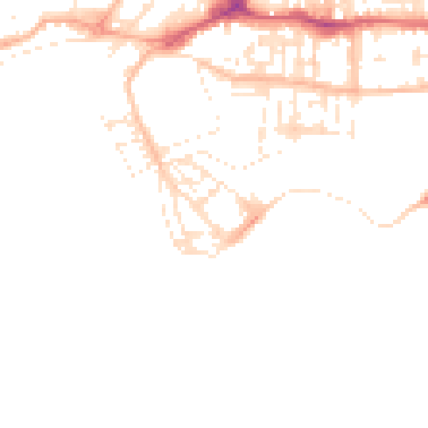 Daytime road noise heatmap for PL1 3DD