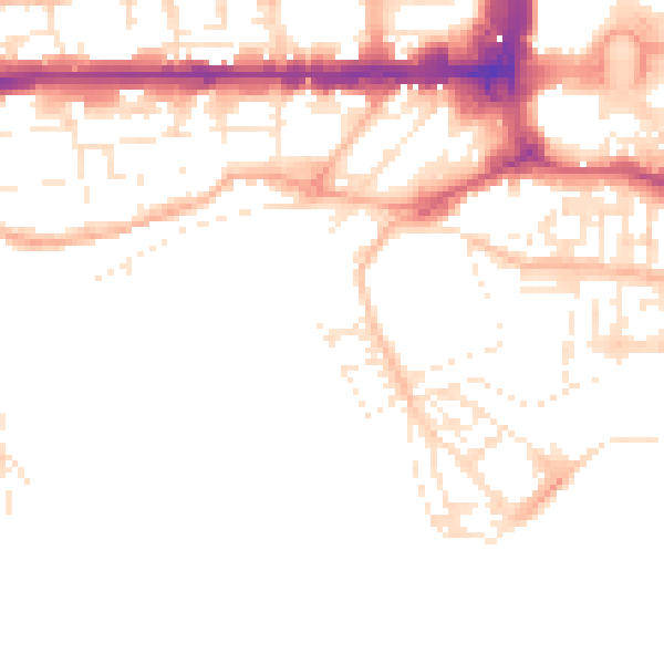 Daytime road noise heatmap for PL1 3FF