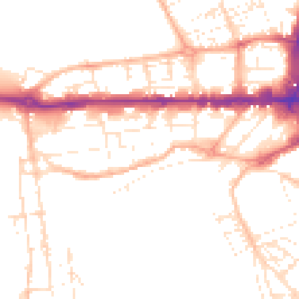 Daytime road noise heatmap for PL1 3FN