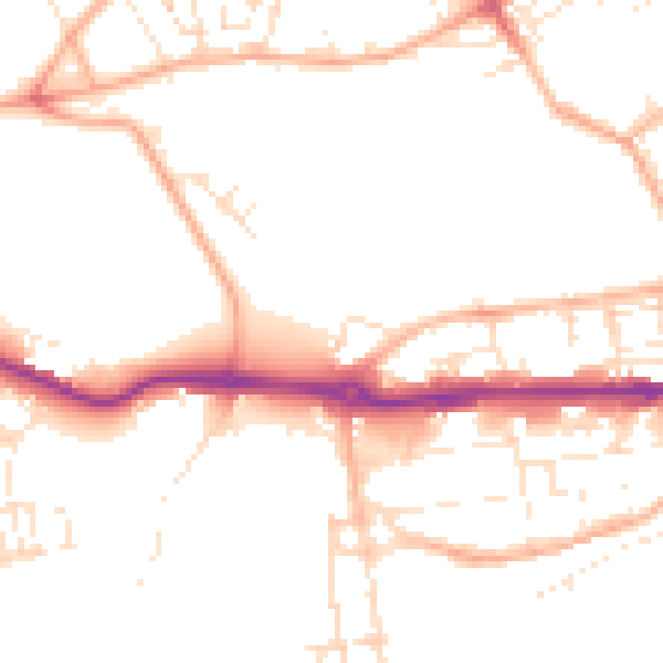 Daytime road noise heatmap for PL1 3GF
