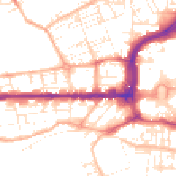Daytime road noise heatmap for PL1 3HD