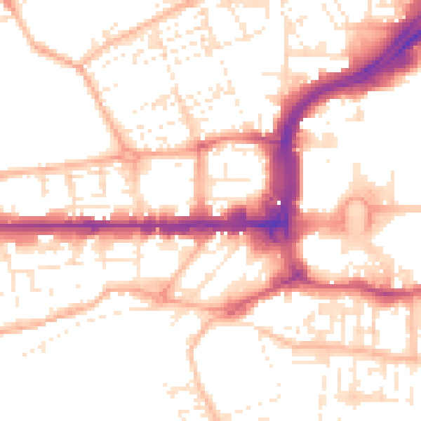 Daytime road noise heatmap for PL1 3HE