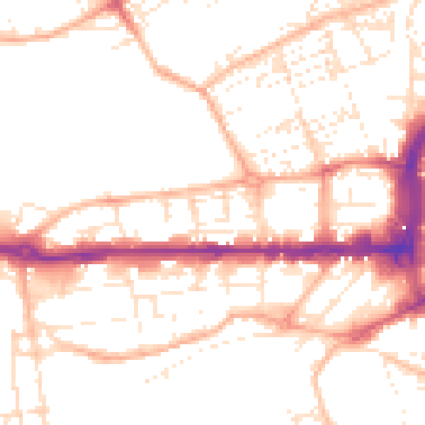 Daytime road noise heatmap for PL1 3JF