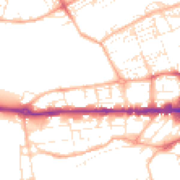 Daytime road noise heatmap for PL1 3JN