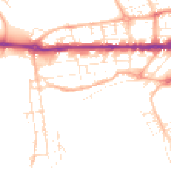 Daytime road noise heatmap for PL1 3LP