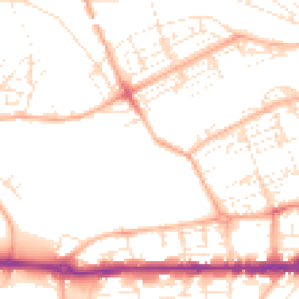 Daytime road noise heatmap for PL1 3NL