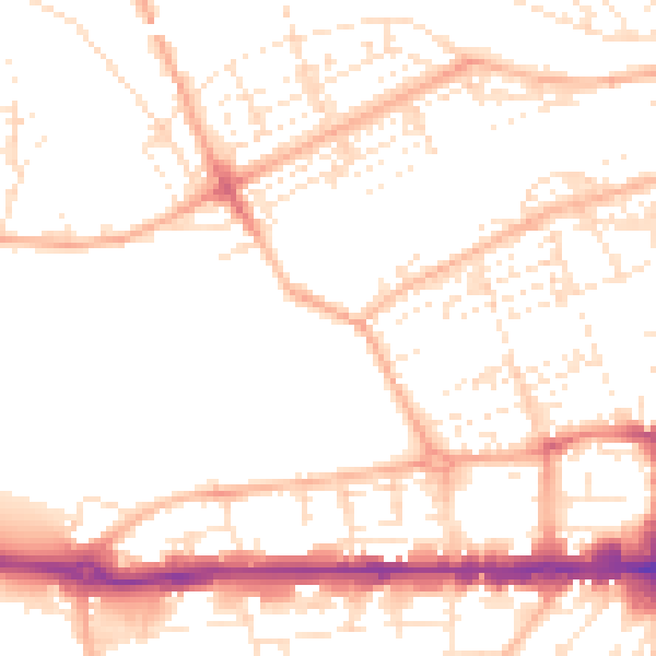 Daytime road noise heatmap for PL1 3NN