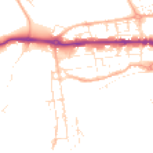 Daytime road noise heatmap for PL1 3PR