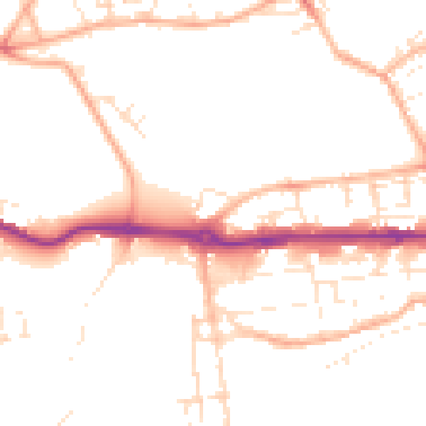 Daytime road noise heatmap for PL1 3SH