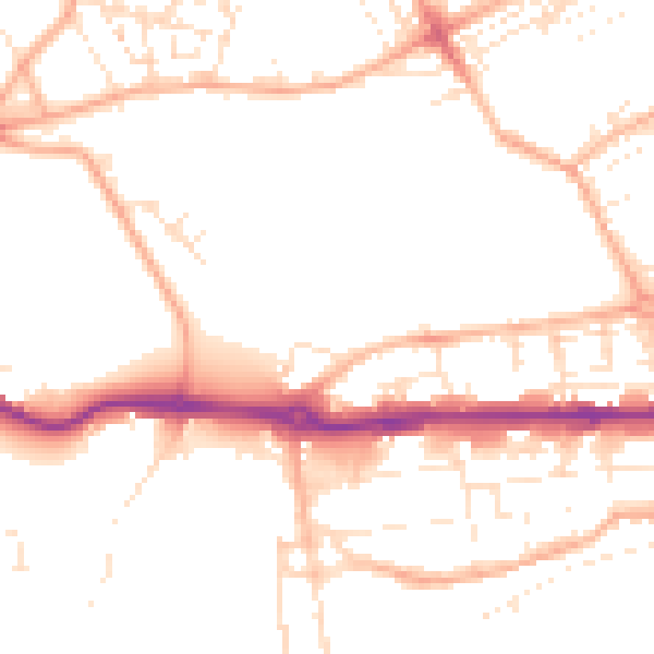 Daytime road noise heatmap for PL1 3SP