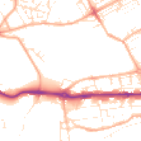 Daytime road noise heatmap for PL1 3SR