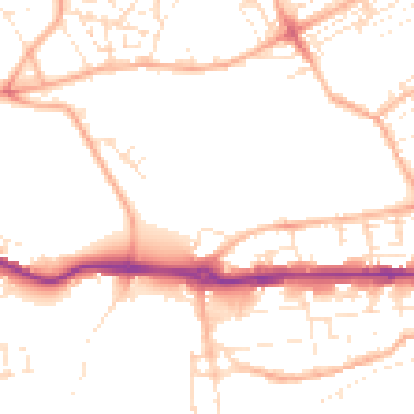 Daytime road noise heatmap for PL1 3SS