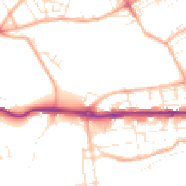 Daytime road noise heatmap for PL1 3ST