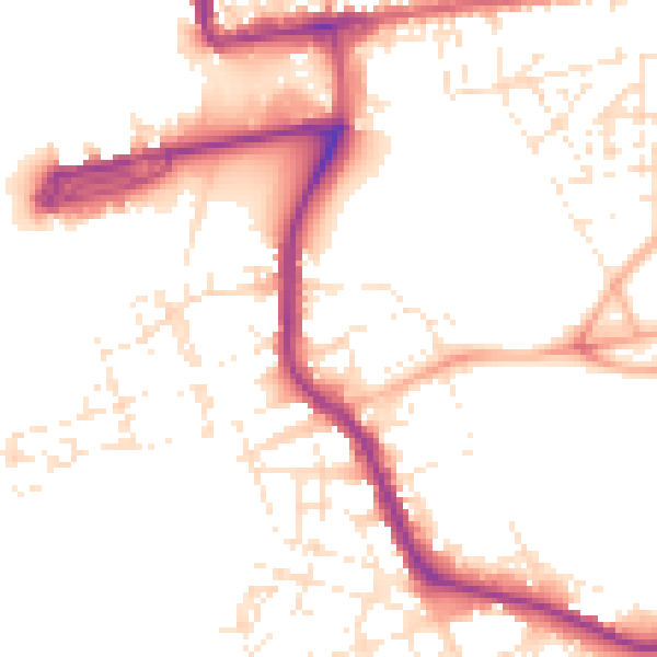 Daytime road noise heatmap for PL1 4BQ