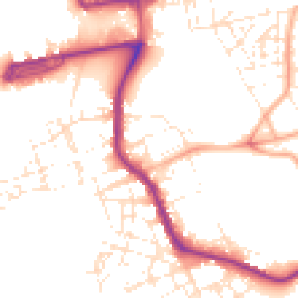 Daytime road noise heatmap for PL1 4BR