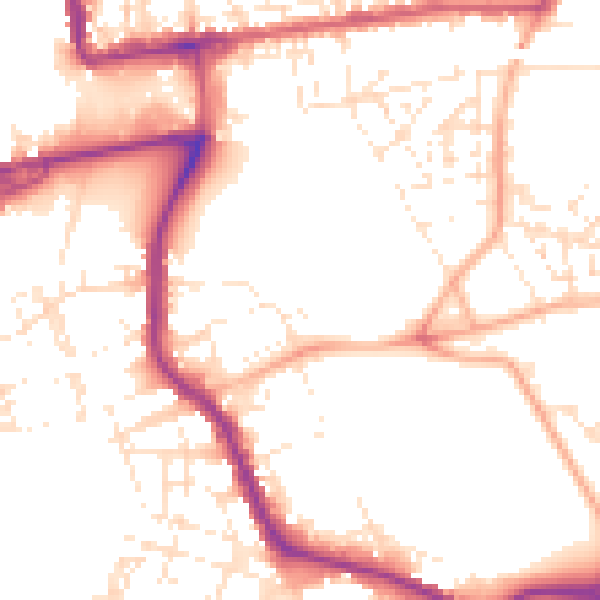 Daytime road noise heatmap for PL1 4BY