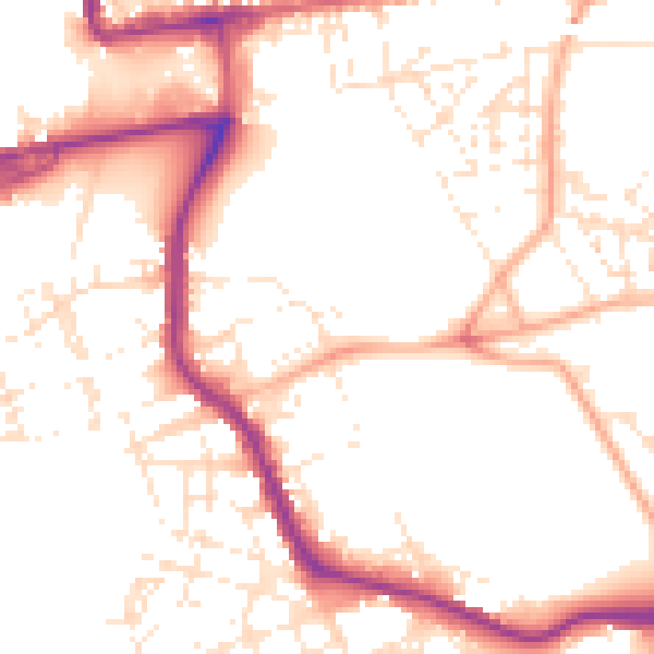 Daytime road noise heatmap for PL1 4BZ