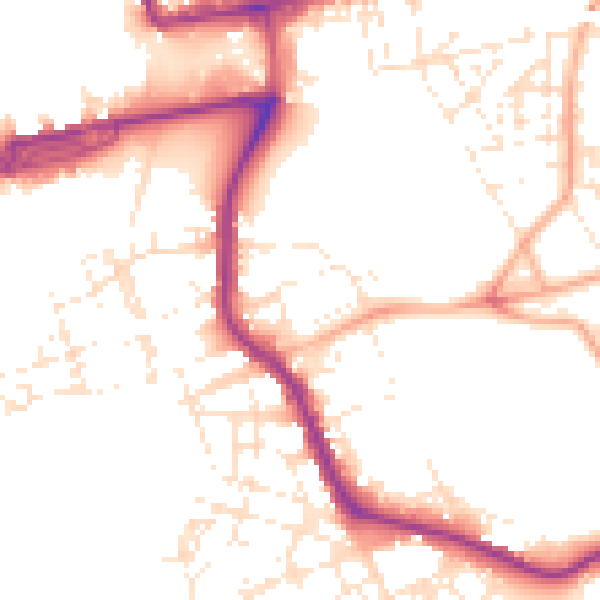 Daytime road noise heatmap for PL1 4DB