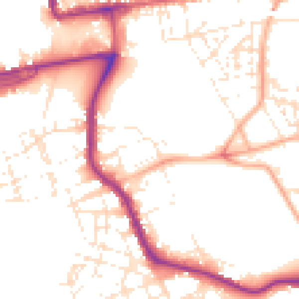 Daytime road noise heatmap for PL1 4DE