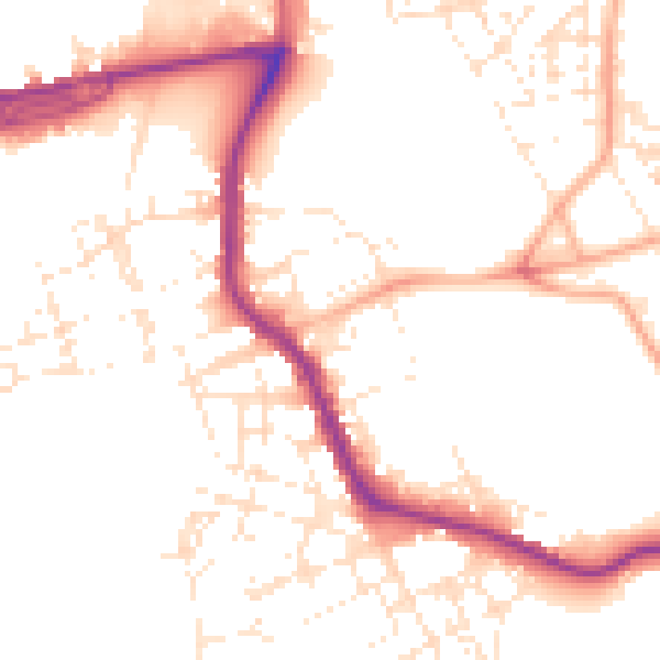 Daytime road noise heatmap for PL1 4DW