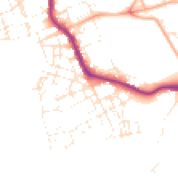 Daytime road noise heatmap for PL1 4FQ