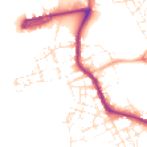 Daytime road noise heatmap for PL1 4FT