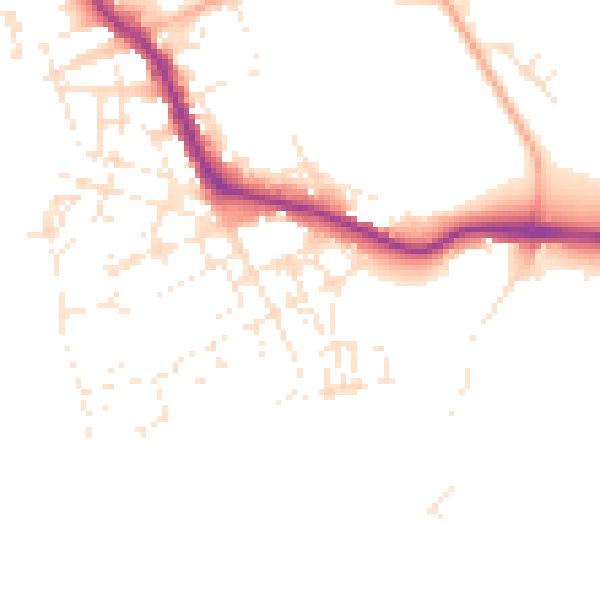 Daytime road noise heatmap for PL1 4GR
