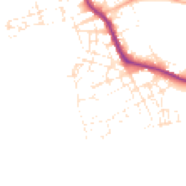 Daytime road noise heatmap for PL1 4GY