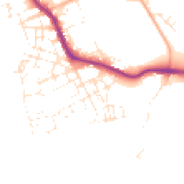 Daytime road noise heatmap for PL1 4LW