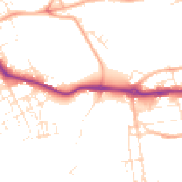 Daytime road noise heatmap for PL1 4LY