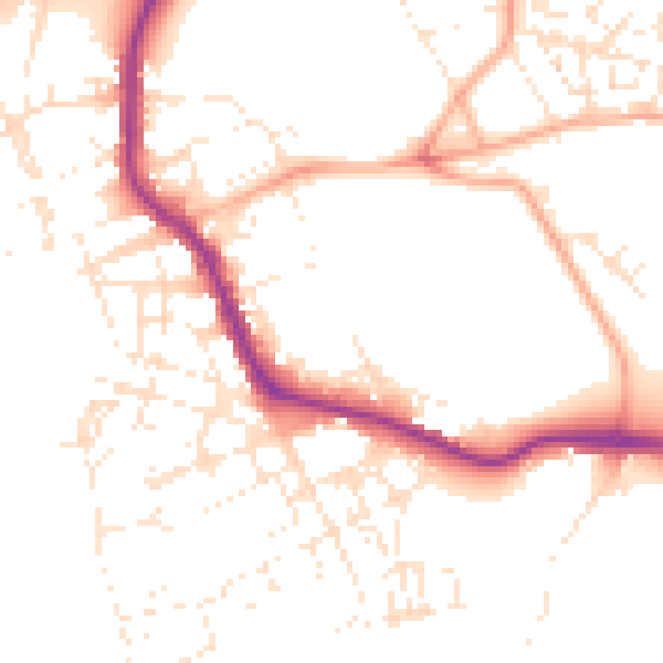 Daytime road noise heatmap for PL1 4NE