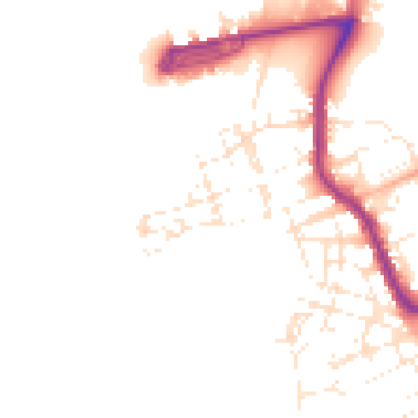 Daytime road noise heatmap for PL1 4NP