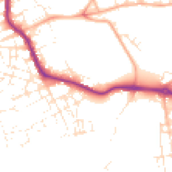 Daytime road noise heatmap for PL1 4PH