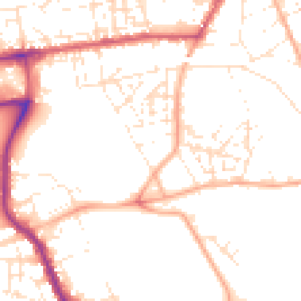 Daytime road noise heatmap for PL1 4QG