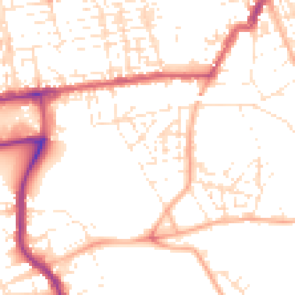 Daytime road noise heatmap for PL1 4QS