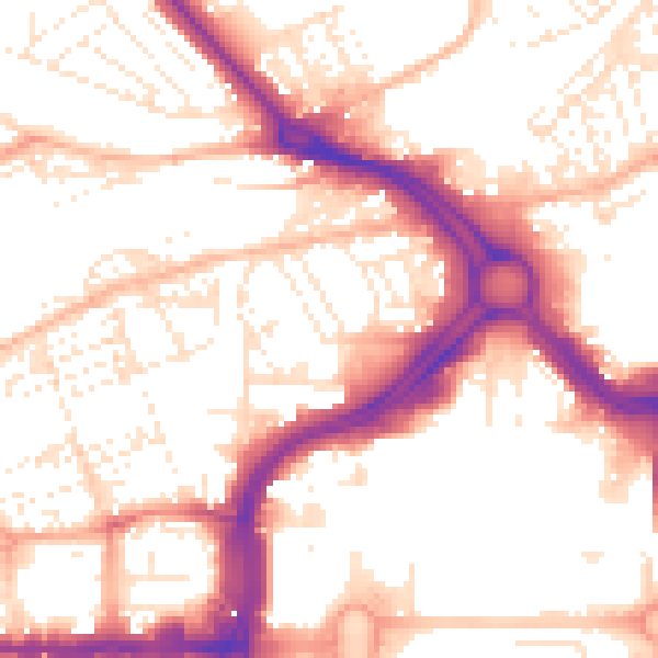 Daytime road noise heatmap for PL1 5AD