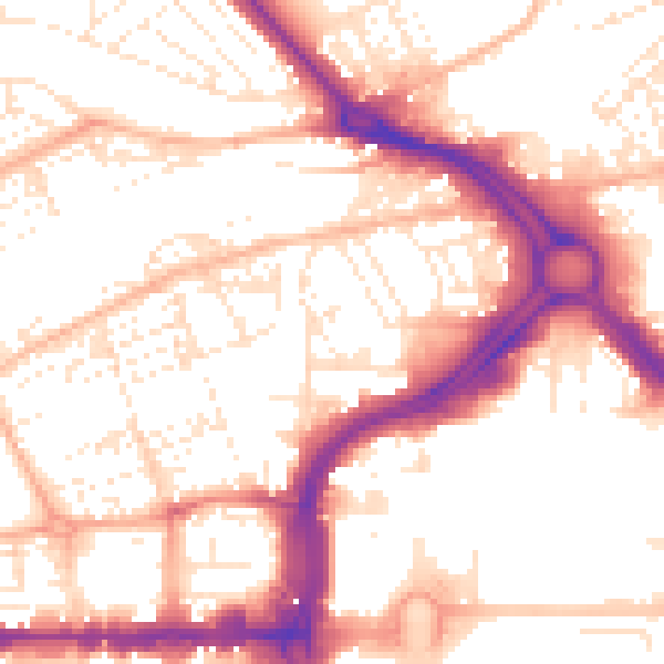 Daytime road noise heatmap for PL1 5BA