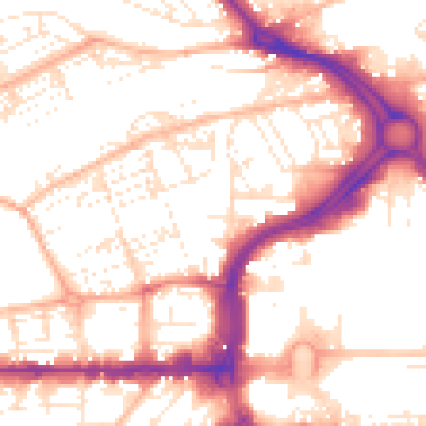 Daytime road noise heatmap for PL1 5BT