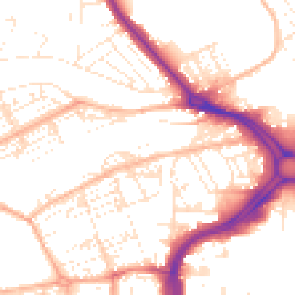Daytime road noise heatmap for PL1 5DU