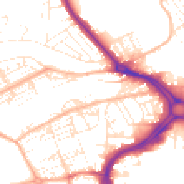 Daytime road noise heatmap for PL1 5DX