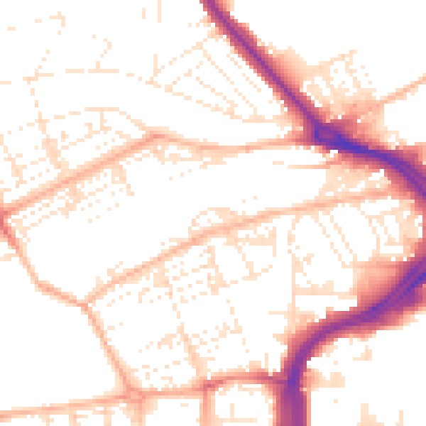 Daytime road noise heatmap for PL1 5DZ