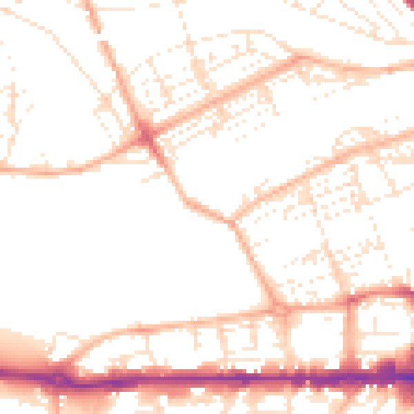 Daytime road noise heatmap for PL1 5EA
