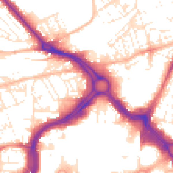 Daytime road noise heatmap for PL1 5EJ