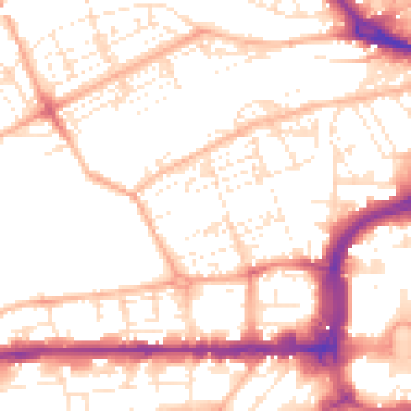 Daytime road noise heatmap for PL1 5ET