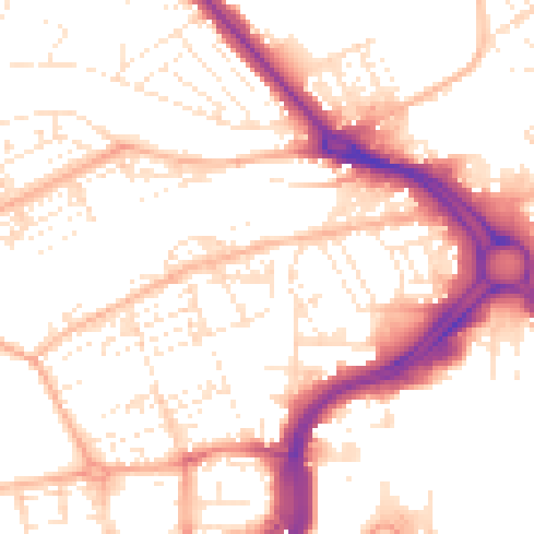 Daytime road noise heatmap for PL1 5HA