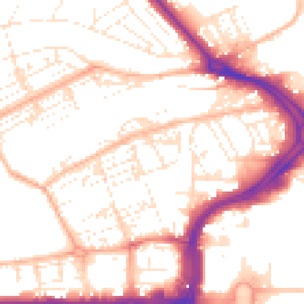 Daytime road noise heatmap for PL1 5HQ