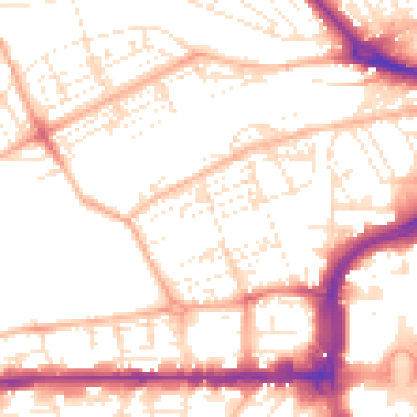Daytime road noise heatmap for PL1 5JP