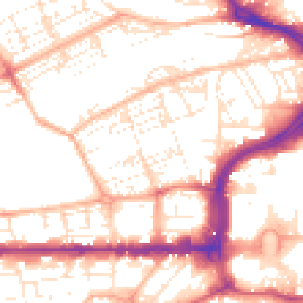 Daytime road noise heatmap for PL1 5JQ